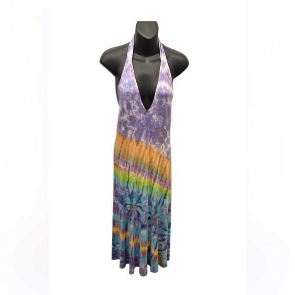 NWT.  1X/2X    Sacred Threads Multicolor Tie-Dye Halter Dress.  LG/GR/GR - Picture 2 of 5
